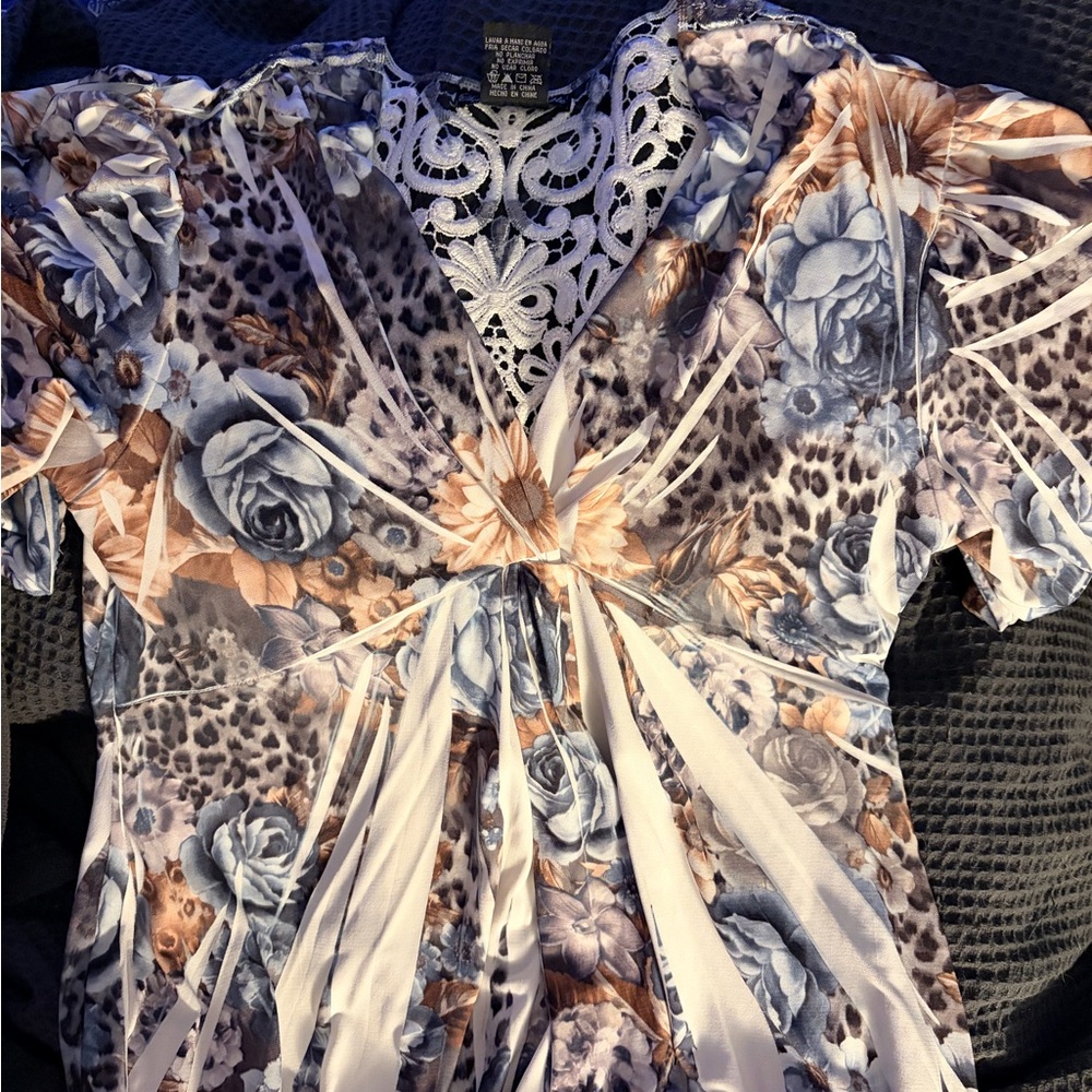 Floral and Leopard Print Women's Top